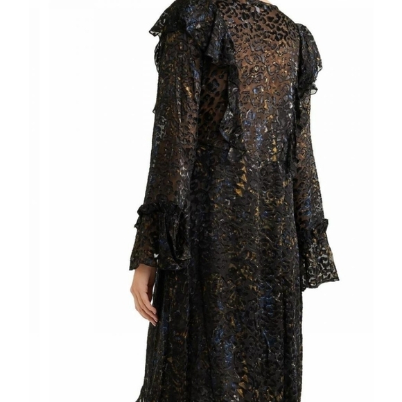 NEW IRO Belloy Ruffled Devoré-chiffon Dress Black - Picture 2 of 8